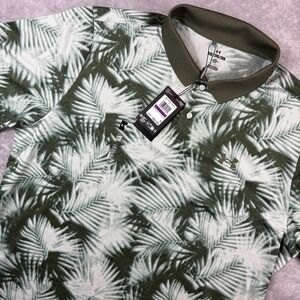 Under Armour The Performance Polo Shirt Mens 2XL Green Floral Leaves Stretch NEW